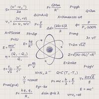 notebook sheet with science Physics formulas Template for your design vector