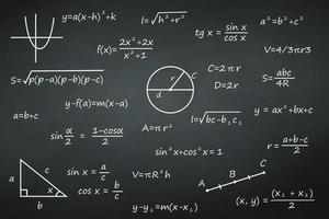 Chalkboard with science mathematics formulas Template for your design