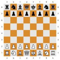chess checker board with chess pieces. Template for your design vector