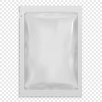 Realistic White Blank template Packaging Foil wet wipes. vector
