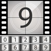 Old film movie countdown frame. vintage retro cinema timer vector