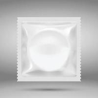 Realistic white Blank template Packaging of Condom. vector