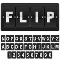 Flip countdown digital calendar clock numbers and letters. vector