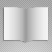 Open magazine with blank pages  on transparent background. vector