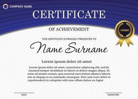 certificate or diploma template with luxury pattern,and award symbol vector