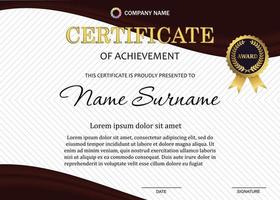 certificate or diploma template with luxury pattern,and award symbol vector