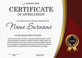 certificate or diploma template with luxury pattern,and award symbol vector