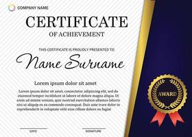 certificate or diploma template with luxury pattern,and award symbol vector