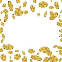 Realistic Gold coins explosion on transparent background vector