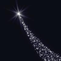 Estela de luz mágica de la cola de un cometa brillante. vector