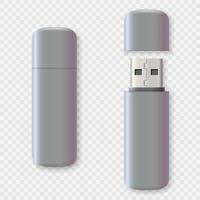 Maqueta de diseño de unidad USB en blanco, renderizado 3d. vector