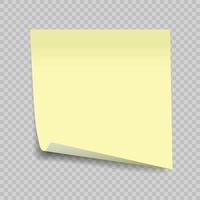 sticky note isolated on transparent background. Office paper sheet. vector