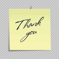 Yellow Sticky Note With Thank you Message vector