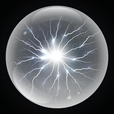Vector ball lightning or electricity blast storm.