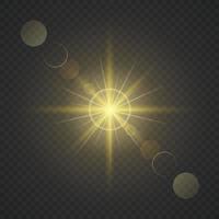 Sun light flash with lens flare effect Template for your design vector