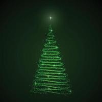 Abstract Christmas tree on dark background. Template for your design vector