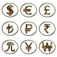 most used currency symbols. Template for your design vector