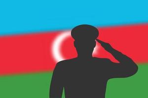 silueta de soldadura sobre fondo borroso con la bandera de azerbaiyán. vector