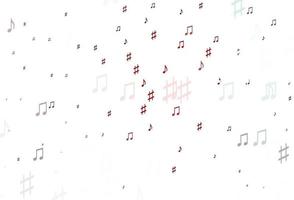 telón de fondo de vector rojo claro con notas musicales.