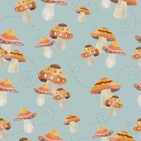 seamless pattern cute mushroom with ornament vector