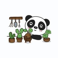 Little pig planting garden.Cute cartoon character. vector