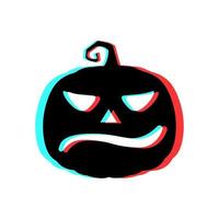 calabaza de halloween aterradora con efecto 3d y colores azul y rojo vector