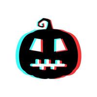 calabaza de halloween aterradora con efecto 3d y colores azul y rojo vector