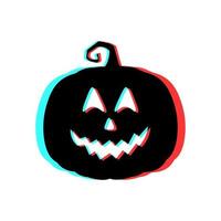 calabaza de halloween aterradora con efecto 3d y colores azul y rojo vector