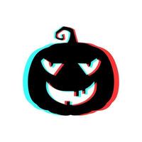 calabaza de halloween aterradora con efecto 3d y colores azul y rojo vector