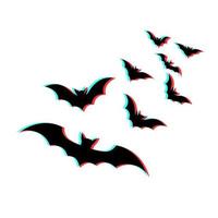 Simple illustration of bat with 3d effect and blue and red colors vector