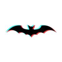 Simple illustration of bat with 3d effect and blue and red colors vector