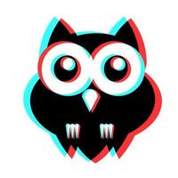 Simple illustration of owl icon with 3d effect and blue and red colors vector