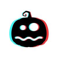 Halloween scary pumpkin with 3d effect and blue and red colors vector