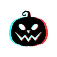 calabaza de halloween aterradora con efecto 3d y colores azul y rojo vector