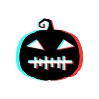 calabaza de halloween aterradora con efecto 3d y colores azul y rojo vector