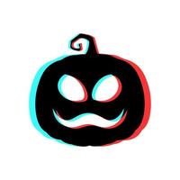 calabaza de halloween aterradora con efecto 3d y colores azul y rojo vector