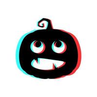 calabaza de halloween aterradora con efecto 3d y colores azul y rojo vector