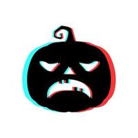 calabaza de halloween aterradora con efecto 3d y colores azul y rojo vector