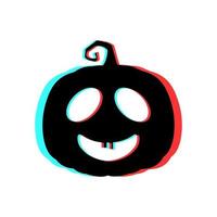 calabaza de halloween aterradora con efecto 3d y colores azul y rojo vector
