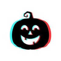 calabaza de halloween aterradora con efecto 3d y colores azul y rojo vector