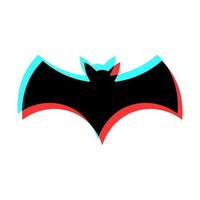 Simple illustration of bat with 3d effect and blue and red colors vector