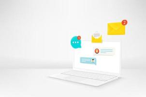 Modern laptop with notifications of messengers vector
