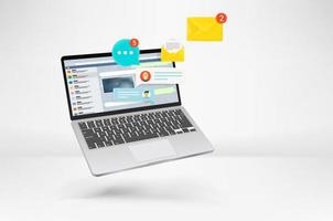 Modern laptop with notifications of messengers vector