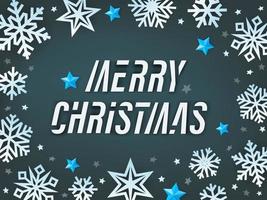 Winter blue background with lettering inscription. Merry Christmas vector