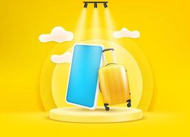 Summer vacatiion with mobile phone. Vector concept