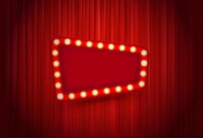 Red curtain and empty illuminated frame. Copy space for a text vector