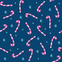 Vector seamless pattern with candy canes, snowflakes