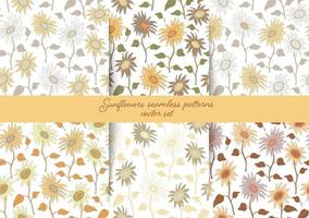 Set with sunflowers patterns in color doodle style vector