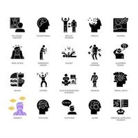 Mental disorder glyph icons set vector