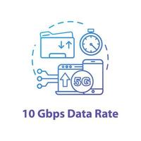 10 Gbps data rate concept icon vector